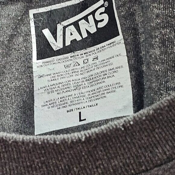 Two Van's Tee Shirts Black Gray Medium & Large Van's Off the Walls & Logo - Picture 8 of 15